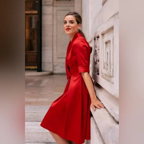 NWT Gal Meets Glam Collection Ruby Red Satin Christmas Holiday Dress 6 Petite - Picture 5 of 9